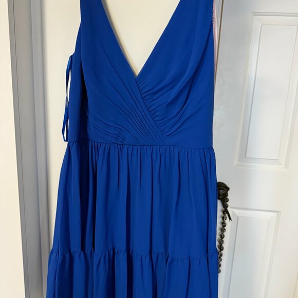 IEENA for MacDuggal - Blue Tiered Ruffle Fit & Flare Mini Dress - NWT - size 12 - Picture 5 of 7